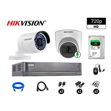 KIT 2 CÁMARA SEGURIDAD HIKVISION 10020102010 VIGILANCIA HD 720P 1 CON AUDIO 1 TB