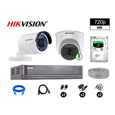 KIT 2 CÁMARA SEGURIDAD HIKVISION 10020102012 VIGILANCIA HD 720P 1 CON AUDIO 1 TB