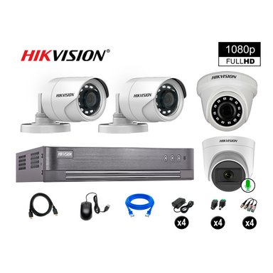 CÁMARA SEGURIDAD HIKVISION KIT 4 FULL HD 1 CÁMARA AUDIO