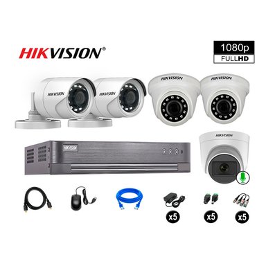 CÁMARA SEGURIDAD HIKVISION KIT 5 FULL HD 1 CÁMARA AUDIO