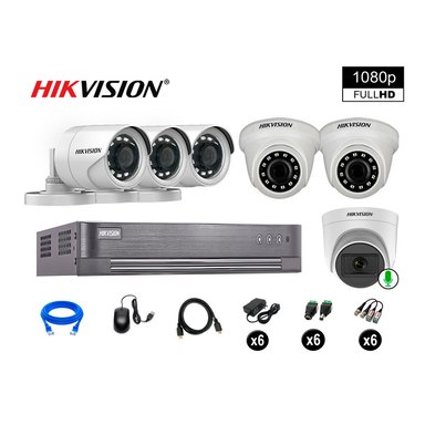 CÁMARA SEGURIDAD HIKVISION KIT 6 FULL HD 1 CÁMARA AUDIO