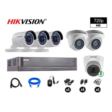 CÁMARA SEGURIDAD HIKVISION KIT 6 HD 1 CÁMARA FULL HD AUDIO