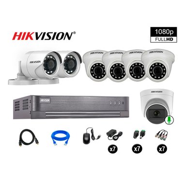 CÁMARA SEGURIDAD HIKVISION KIT 7 FULL HD 1 CÁMARA AUDIO