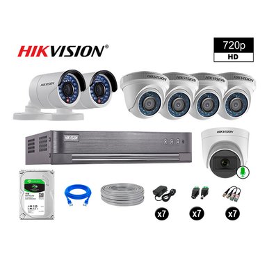 KIT 7 CÁMARA SEGURIDAD HIKVISION 10020107063 VIGILANCIA HD 720P 1 CON AUDIO 1 TB