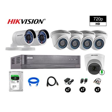 KIT 7 CÁMARA SEGURIDAD HIKVISION 10020107066 VIGILANCIA HD 720P 1 CON AUDIO 2 TB
