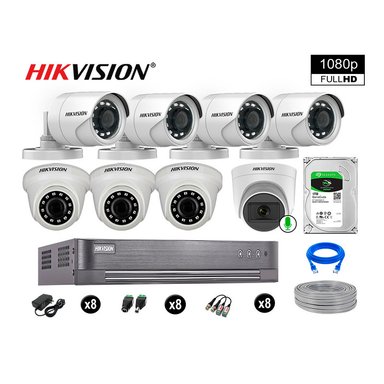 KIT 8 CÁMARA SEGURIDAD HIKVISION 10020108067 VIGILANCIA FULL HD 1 CON AUDIO 1 TB