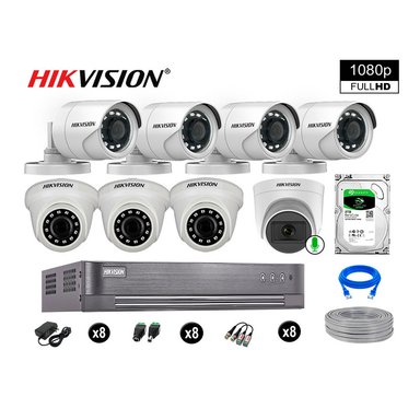 KIT 8 CÁMARA SEGURIDAD HIKVISION 10020108068 VIGILANCIA FULL HD 1 CON AUDIO 2 TB
