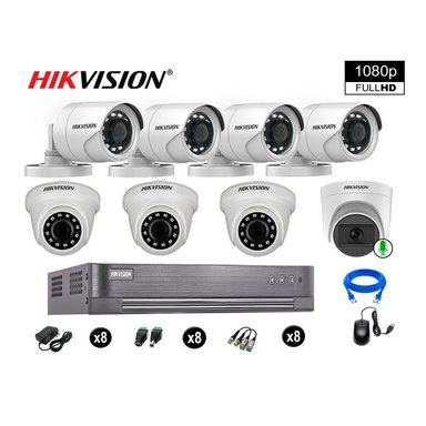 CÁMARA SEGURIDAD HIKVISION KIT 8 FULL HD 1 CÁMARA AUDIO