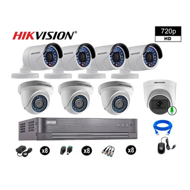 CÁMARA SEGURIDAD HIKVISION KIT 8 HD 1 CÁMARA FULL HD AUDIO