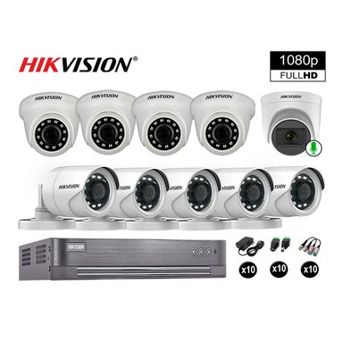 CÁMARA SEGURIDAD HIKVISION KIT 10 FULL HD 1 CÁMARA AUDIO