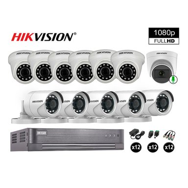 CÁMARA SEGURIDAD HIKVISION KIT 12 FULL HD 1 CÁMARA AUDIO