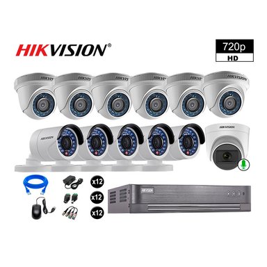 CÁMARA SEGURIDAD HIKVISION KIT 12 HD 1 CÁMARA FULL HD AUDIO
