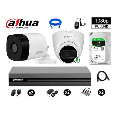 KIT 2 CÁMARA SEGURIDAD DAHUA 13020102008 FULL HD 1 CON AUDIO 1 TB