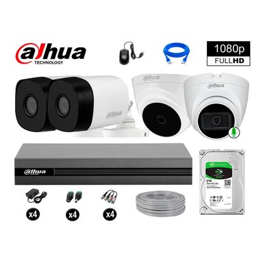 KIT 4 CÁMARA SEGURIDAD DAHUA 13020104025 FULL HD 1 CON AUDIO COMPLETO 2 TB