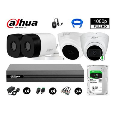 KIT 4 CÁMARA SEGURIDAD DAHUA 13020104026 FULL HD 1 CON AUDIO 2 TB