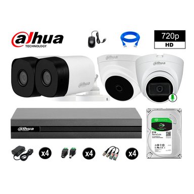 KIT 4 CÁMARA SEGURIDAD DAHUA 13020104031 HD 720P 1 CON AUDIO 2 TB