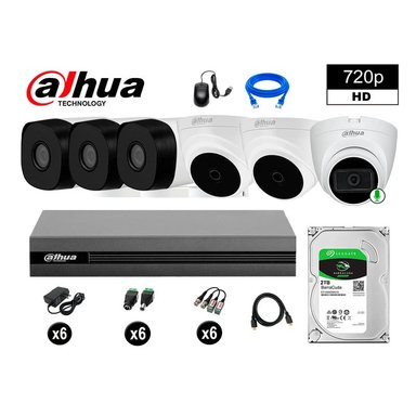 KIT 6 CÁMARA SEGURIDAD DAHUA 13020106048 HD 720P 1 CON AUDIO 2 TB