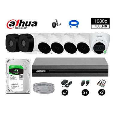 KIT 7 CÁMARA SEGURIDAD DAHUA 13020107051 FULL HD 1 CON AUDIO COMPLETO 1 TB
