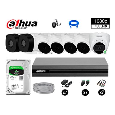 KIT 7 CÁMARA SEGURIDAD DAHUA 13020107052 FULL HD 1 CON AUDIO COMPLETO 2 TB