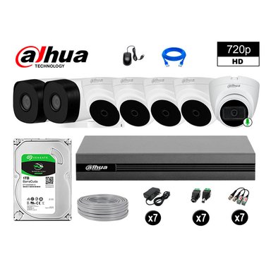KIT 7 CÁMARA SEGURIDAD DAHUA 13020107054 HD 720P 1 CON AUDIO COMPLETO 1 TB