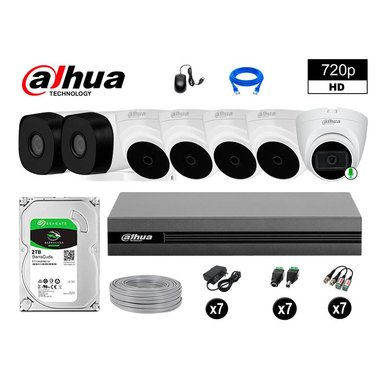 KIT 7 CÁMARA SEGURIDAD DAHUA 13020107055 HD 720P 1 CON AUDIO COMPLETO 2 TB