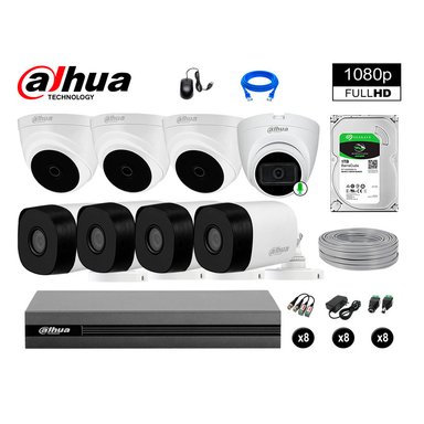KIT 8 CÁMARA SEGURIDAD DAHUA 13020108057 FULL HD 1 CON AUDIO COMPLETO 1 TB
