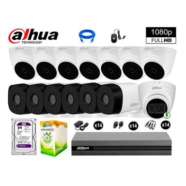 KIT 14 CÁMARA SEGURIDAD DAHUA 13020114082 FULL HD 1 CON AUDIO COMPLETO 1 TB