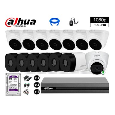 KIT 14 CÁMARA SEGURIDAD DAHUA 13020114084 FULL HD 1 CON AUDIO 2 TB