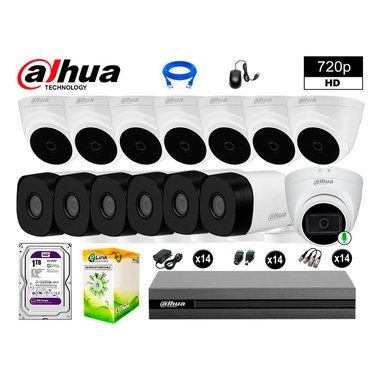KIT 14 CÁMARA SEGURIDAD DAHUA 13020114086 HD 720P 1 CON AUDIO COMPLETO 1 TB