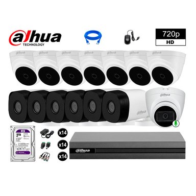 KIT 14 CÁMARA SEGURIDAD DAHUA 13020114088 HD 720P 1 CON AUDIO 2 TB