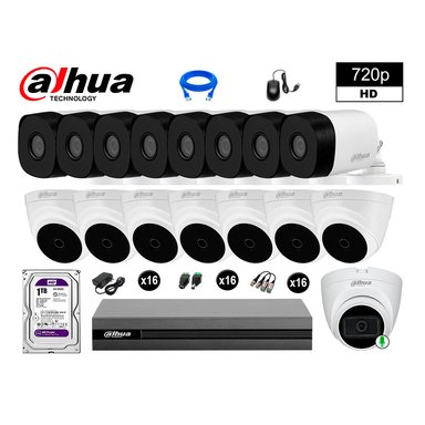 KIT 16 CÁMARA SEGURIDAD DAHUA 13020116093 HD 720P 1 CON AUDIO 1 TB