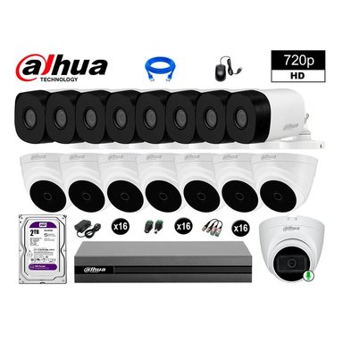 KIT 16 CÁMARA SEGURIDAD DAHUA 13020116096 HD 720P 1 CON AUDIO 2 TB