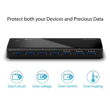 HUB TP-LINK TL-UH700 TPLINK UH700 USB 7 PUERTOS USB 3.0 CON ADAPTADOR DC - 5