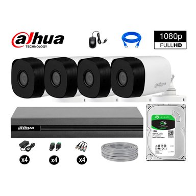 KIT 4 CÁMARA SEGURIDAD DAHUA 13020604003 EXTERIOR FULL HD 1080P + DISCO 1 TB
