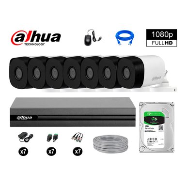 KIT 7 CÁMARA SEGURIDAD DAHUA 13020607009 EXTERIOR FULL HD 1080P + DISCO 1 TB