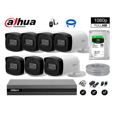 KIT 7 CÁMARA SEGURIDAD DAHUA 13020607029 40M LARGO ALCANCE EXTERIOR FULL HD DISCO 1 TB