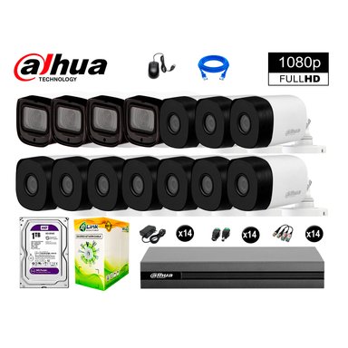 KIT 14 CÁMARA SEGURIDAD DAHUA 13020614097 EXTERIOR VARIFOCAL FULL HD + DISCO WD 1 TB