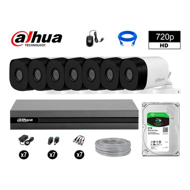KIT 7 CÁMARA SEGURIDAD DAHUA 13020607110 EXTERIOR HD 720P + DISCO P2P 2 TB