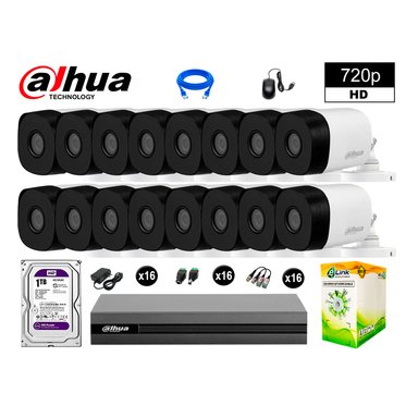 KIT 16 CÁMARA SEGURIDAD DAHUA 13020616119 EXTERIOR HD 720P + DISCO WD P2P 1 TB