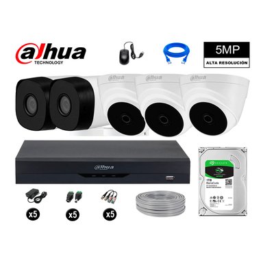 KIT 5 CÁMARA SEGURIDAD DAHUA 13020705005 5MP + DISCO COMPLETO HDMI 1 TB