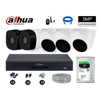 KIT 5 CÁMARA SEGURIDAD DAHUA 13020705006 5MP + DISCO COMPLETO HDMI 2 TB