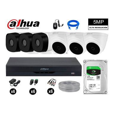 KIT 6 CÁMARA SEGURIDAD DAHUA 13020706007 5MP + DISCO COMPLETO HDMI 1 TB