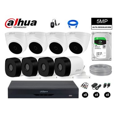 KIT 8 CÁMARA SEGURIDAD DAHUA 13020708011 5MP + DISCO COMPLETO HDMI 1 TB