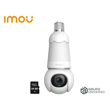 CÁMARA IMOU 16021103120 INALÁMBRICA FOCO BULB CAM 3MP 360° NOCHE COLOR + SD 64 GB