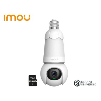 CÁMARA IMOU 16021103121 INALÁMBRICA FOCO BULB CAM 3MP 360° NOCHE COLOR + SD 128 GB