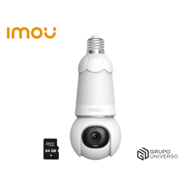 CÁMARA IMOU 16021105125 INALÁMBRICA FOCO BULB CAM 5MP 360° NOCHE COLOR + SD 64 GB