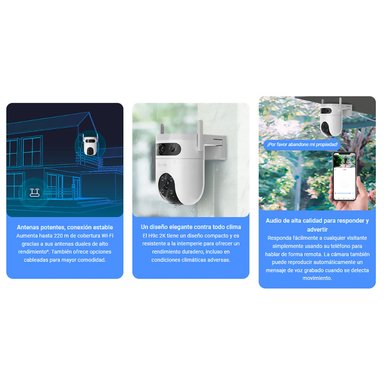 CÁMARA SEGURIDAD EZVIZ H9C DUAL 2K 3MP + 3MP AUDIO 2VÍAS DETECCIÓN IA VISIÓN NOCHE DEFENSA ACTIVA 256GB - 5