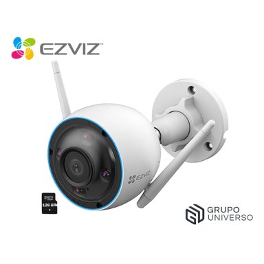 CÁMARA SEGURIDAD EZVIZ WIFI EXTERIOR H3 2K 3MP VISIÓN NOCHE + SD 128 GB