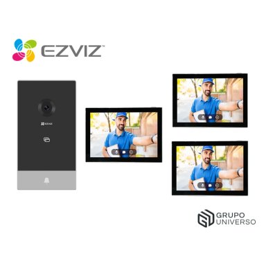 KIT EZVIZ HP7 2K + 2 MON. AD NEGRO VIDEOPORTERO INTELIGENTE HP7 2K EXTERIOR + 2 MONITORES