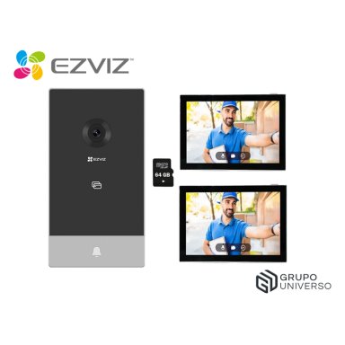 KIT EZVIZ HP7 2K + 1 MON. AD + 64GB NEGRO VIDEOPORTERO INTELIGENTE HP7 2K EXTERIOR + 1 MONITOR 64GB